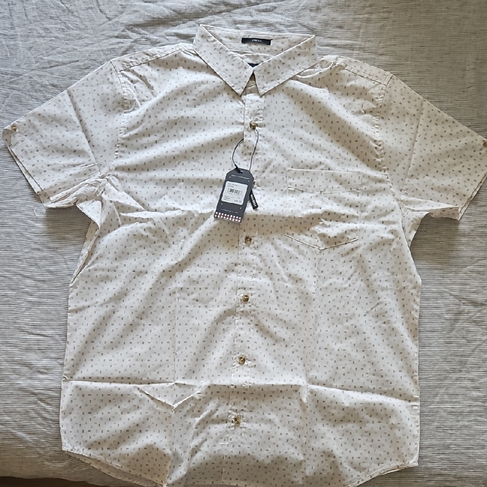 Ben Sherman Cream Patterned Short Sleeve Shirt